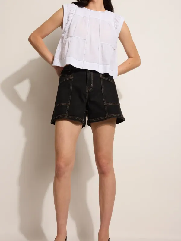 Washed Black Denim Shorts