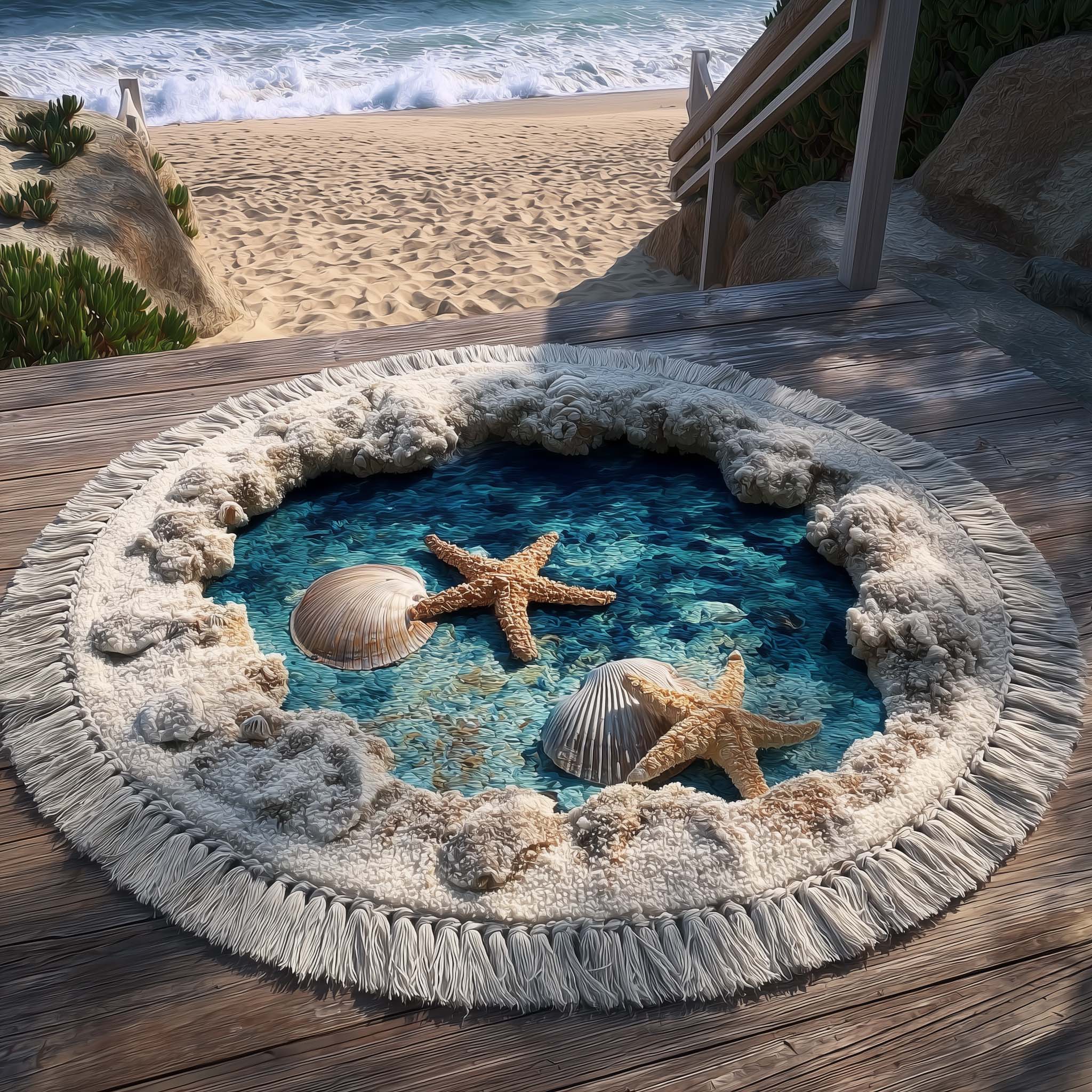 Coastal Calm Round Beach Towel GFTOTP16324 - Queoie