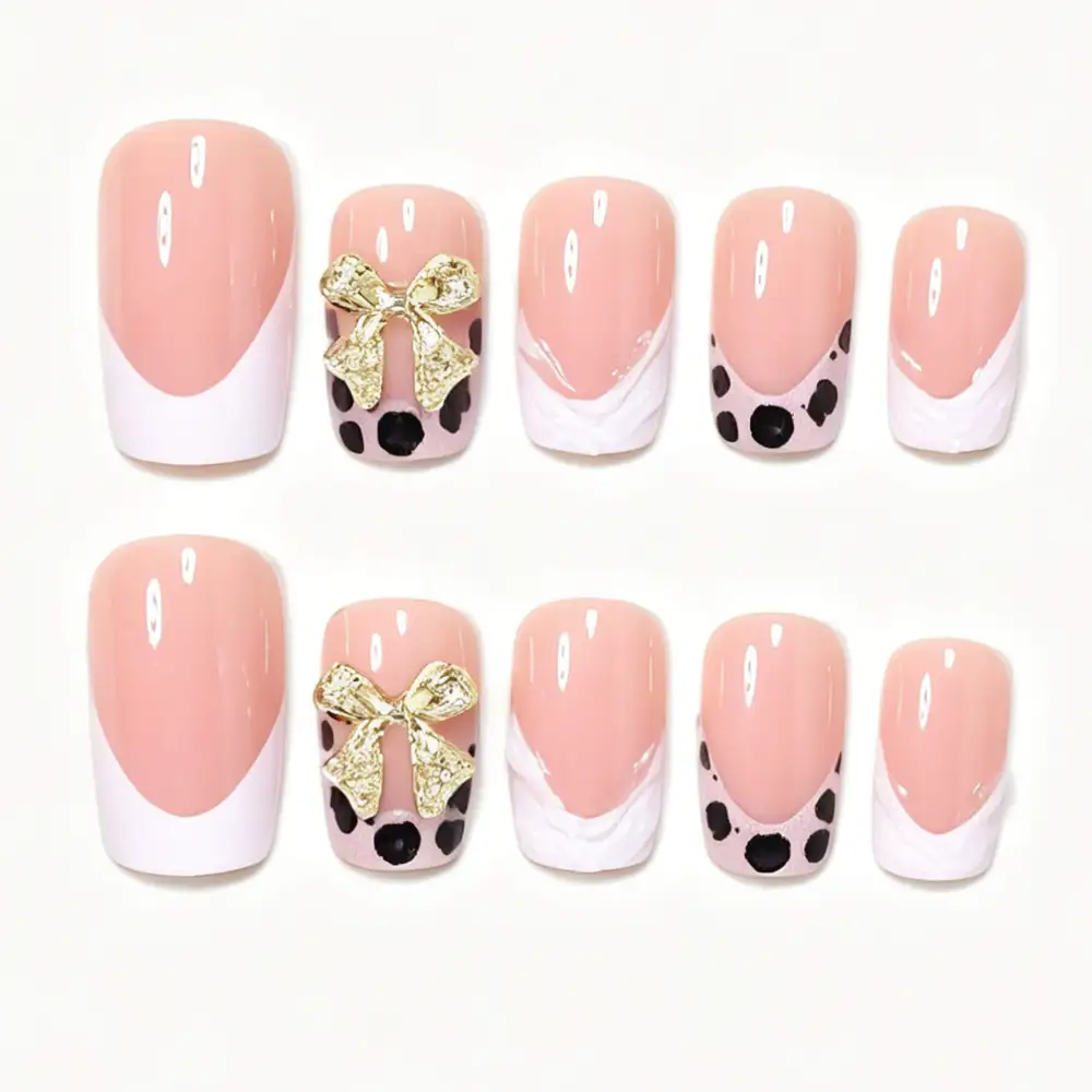 Nailhour 24Pcs Autumn Rhinestone Medium Square Press On Nails
