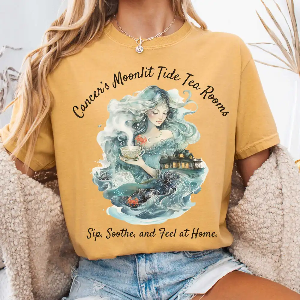 Cancer's Moonlit Tide Tea Rooms Zodiac Shirt