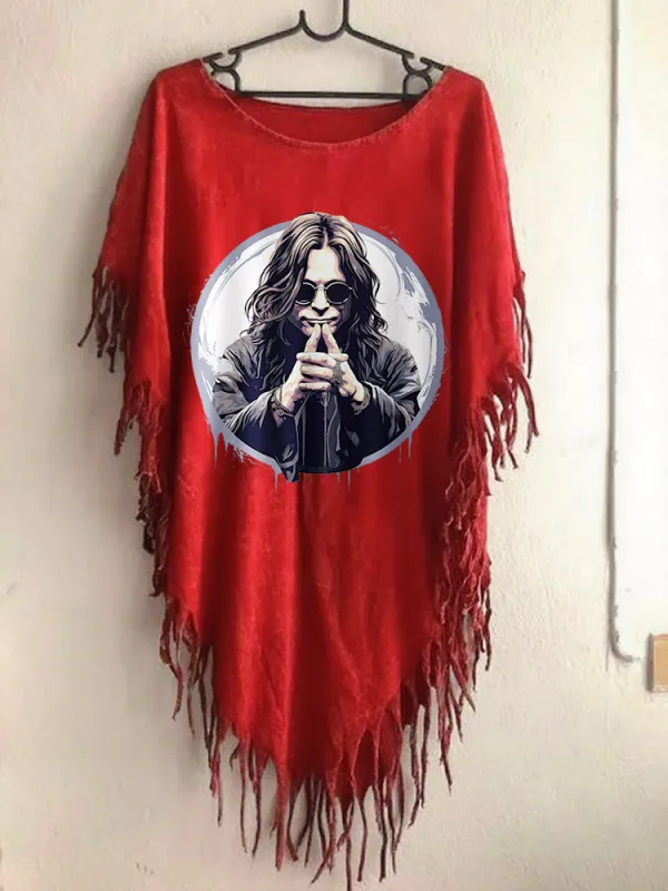 Women'S Gothic Art Pattern Irregular Hem  Cape