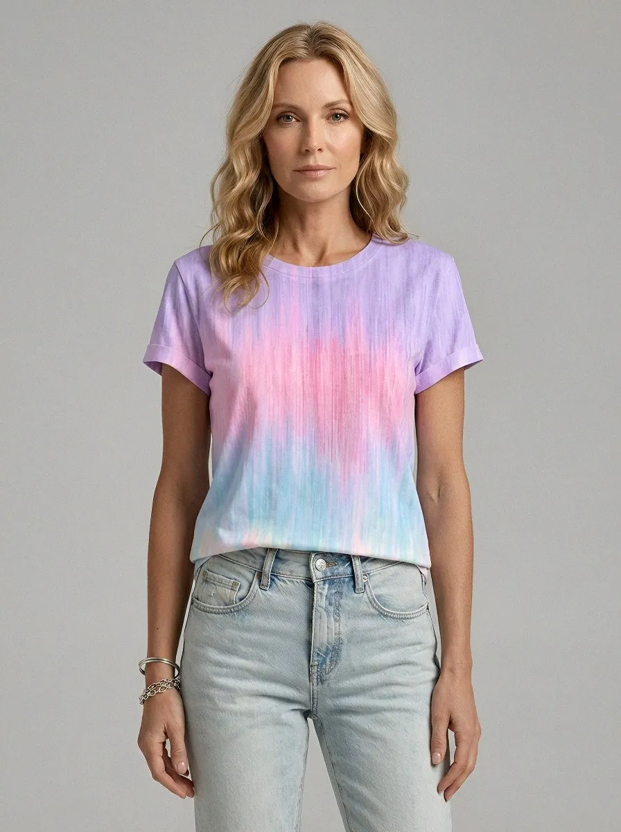 Women's Breast Cancer Awareness Pink Ribbon Gradient Printed T-shirt