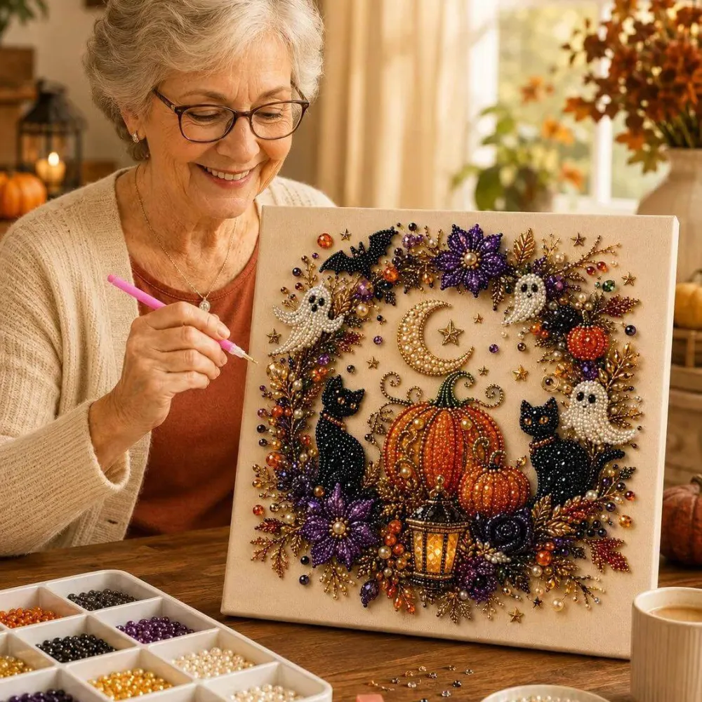 Halloween 5D Diamond Painting Kit: Beginner-Friendly Bead Art