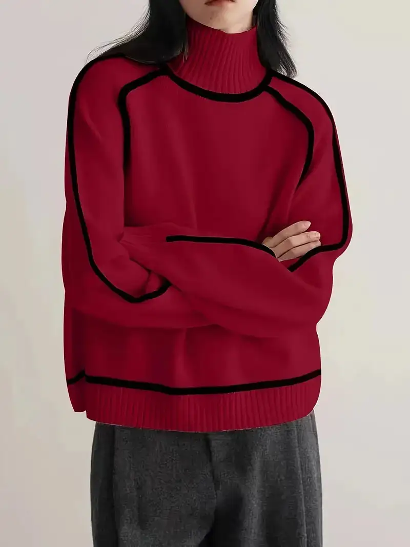 Oversized Turtleneck Knit Sweater
