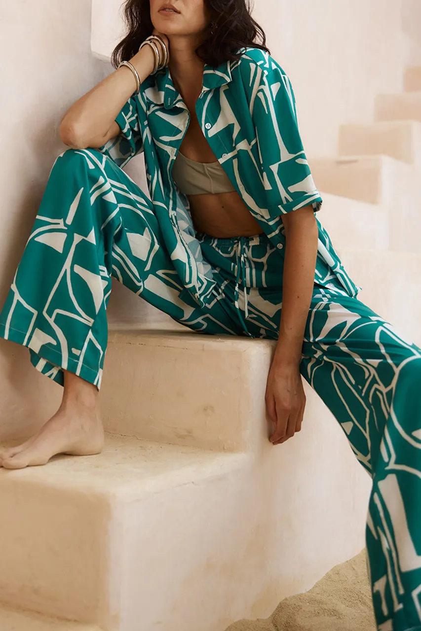 Printed Wide Leg Cozy Loungewear Pants
