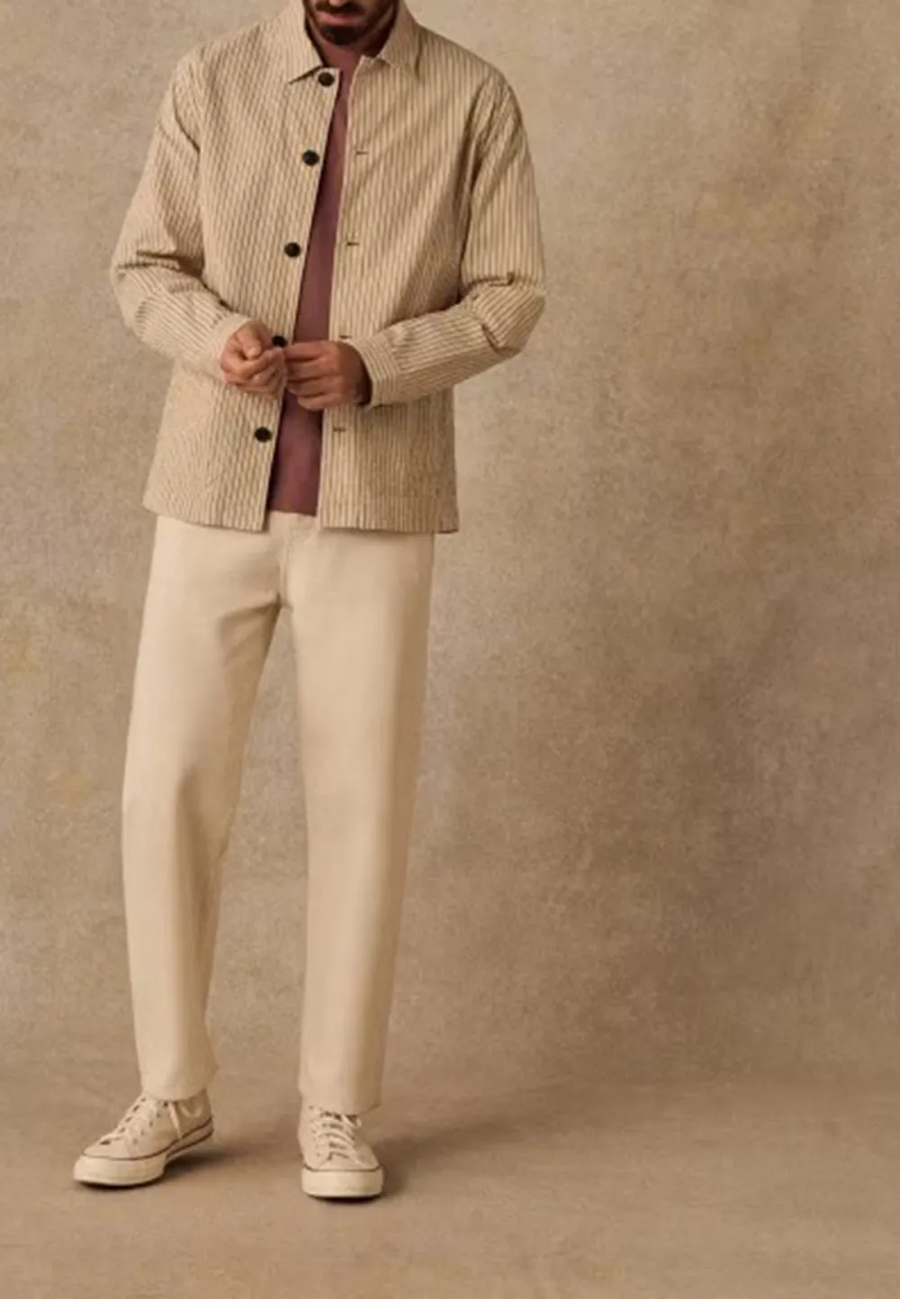  Jacket-Seersucker Beige Rayures Vertes