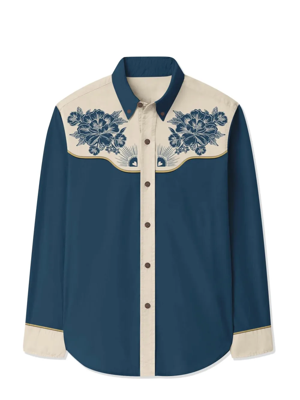 West Flower Cowboy - 100% Cotton Long Sleeves Shirt