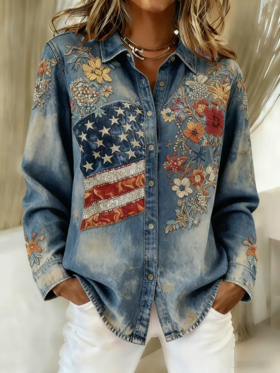 Women's 250th Anniversary Vintage Printed Long Sleeve Shirt