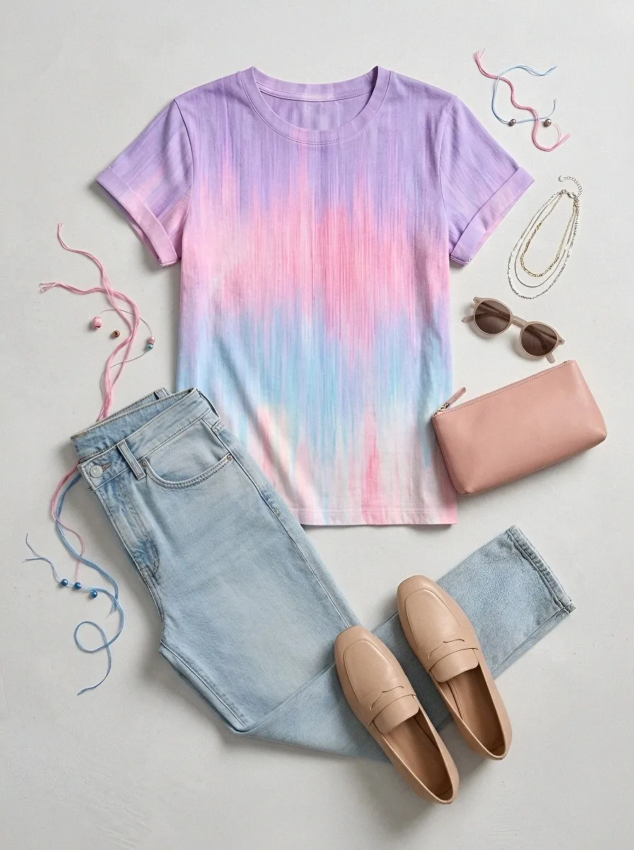Women's Breast Cancer Awareness Pink Ribbon Gradient Printed T-shirt