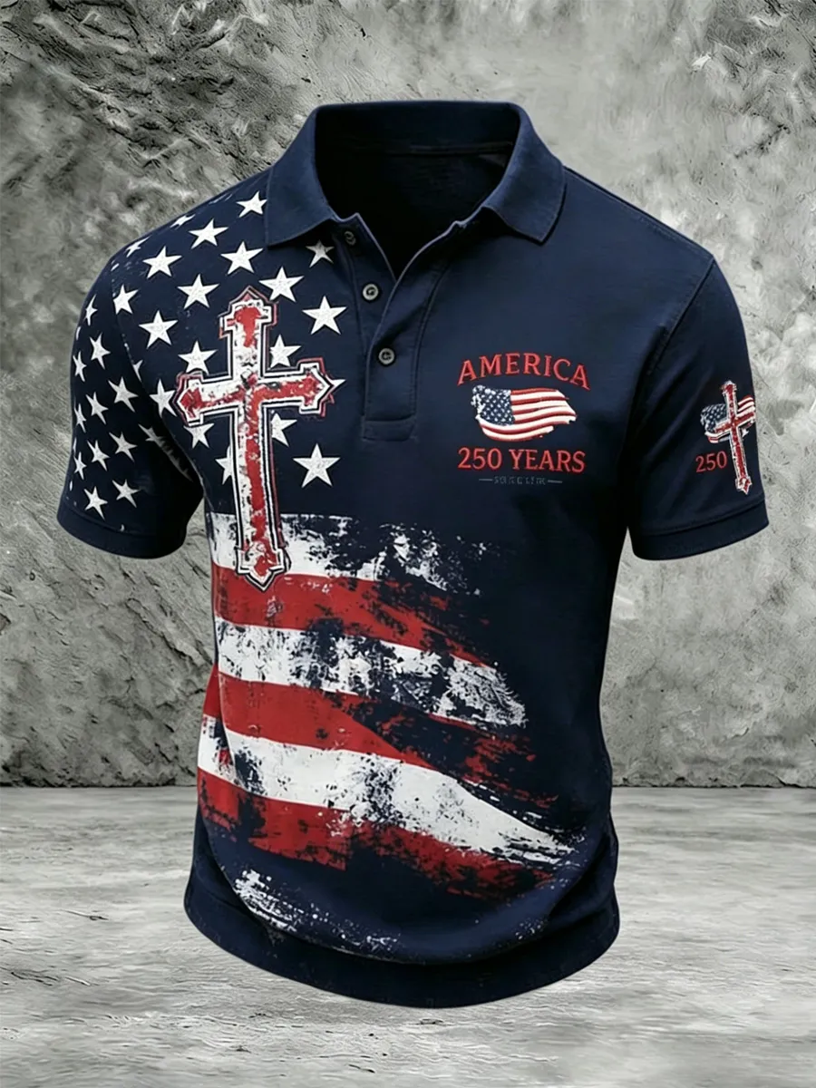 Men's Retro Faith 250th Anniversary American Short-Sleeve Polo Shirt