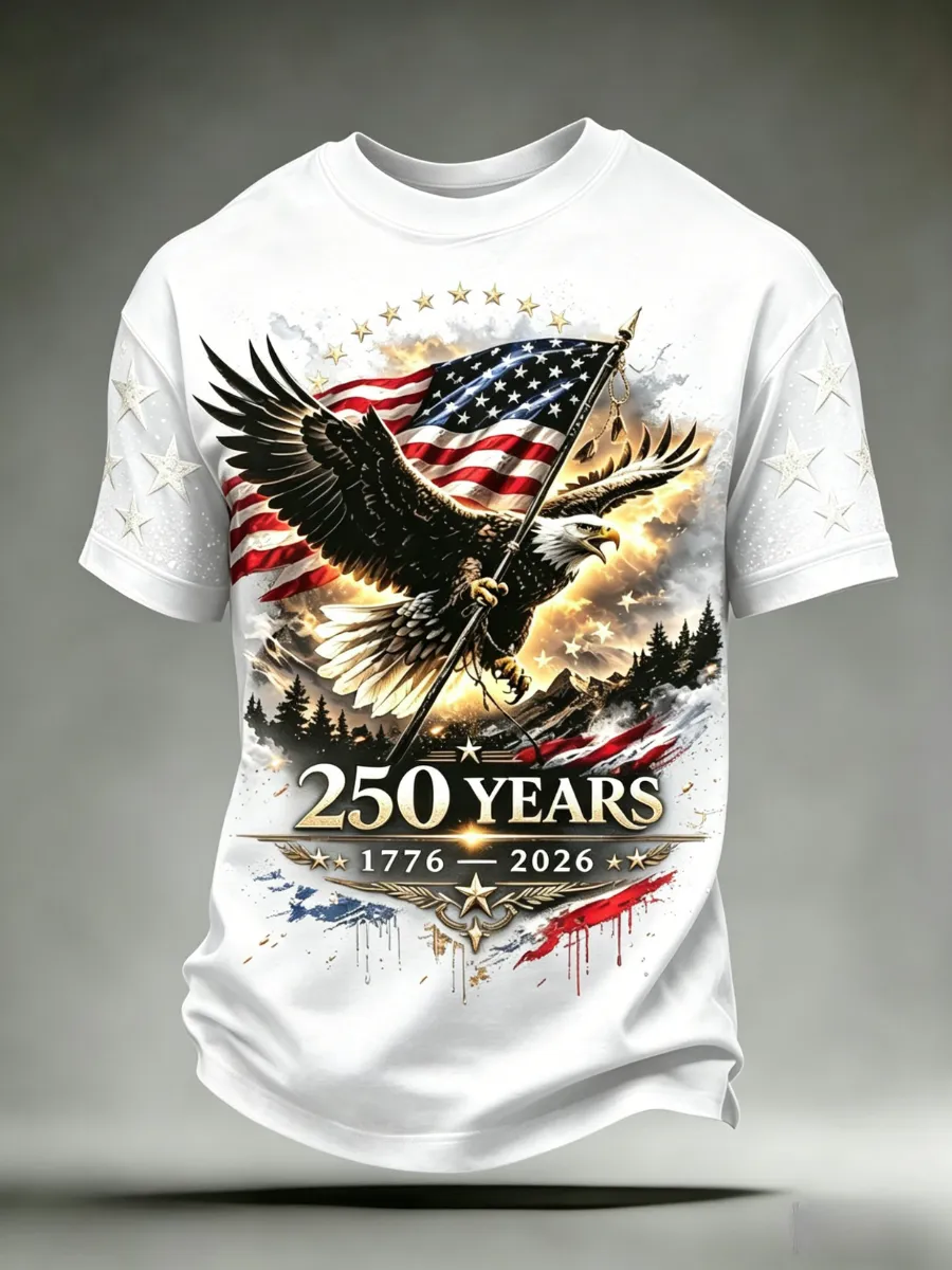 Men's 250th Anniversary Celebration Bald Eagle Printed T-shirt
