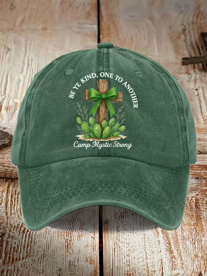 Retro Texas Strong Green Bow Cross Letter Print Baseball Cap