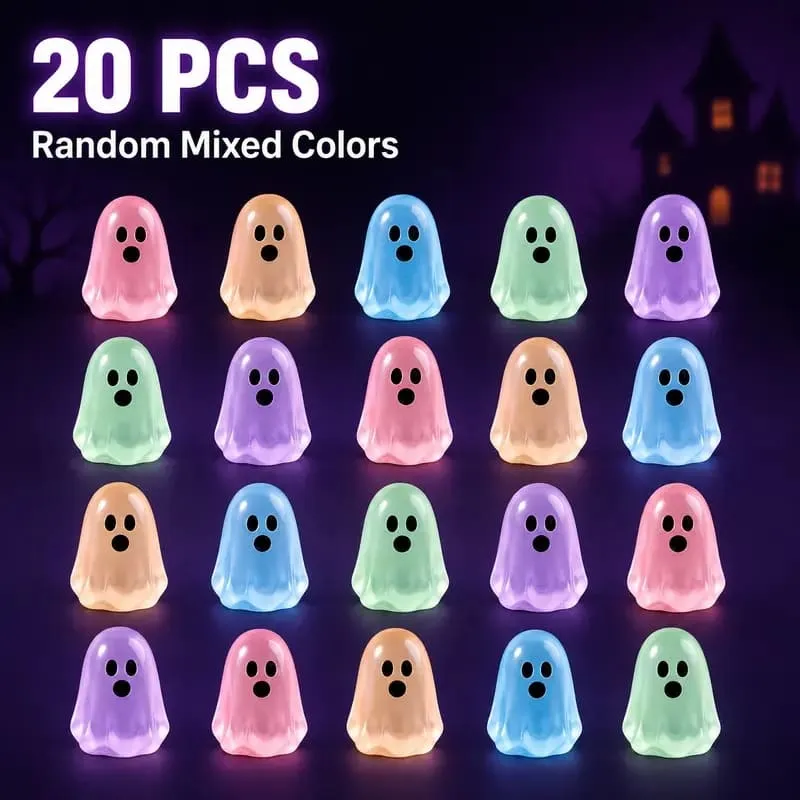 Halloween Gift Glow In Dark Cute Ghost Resin Bead Set Random Pattern Luminous Decorative Charms