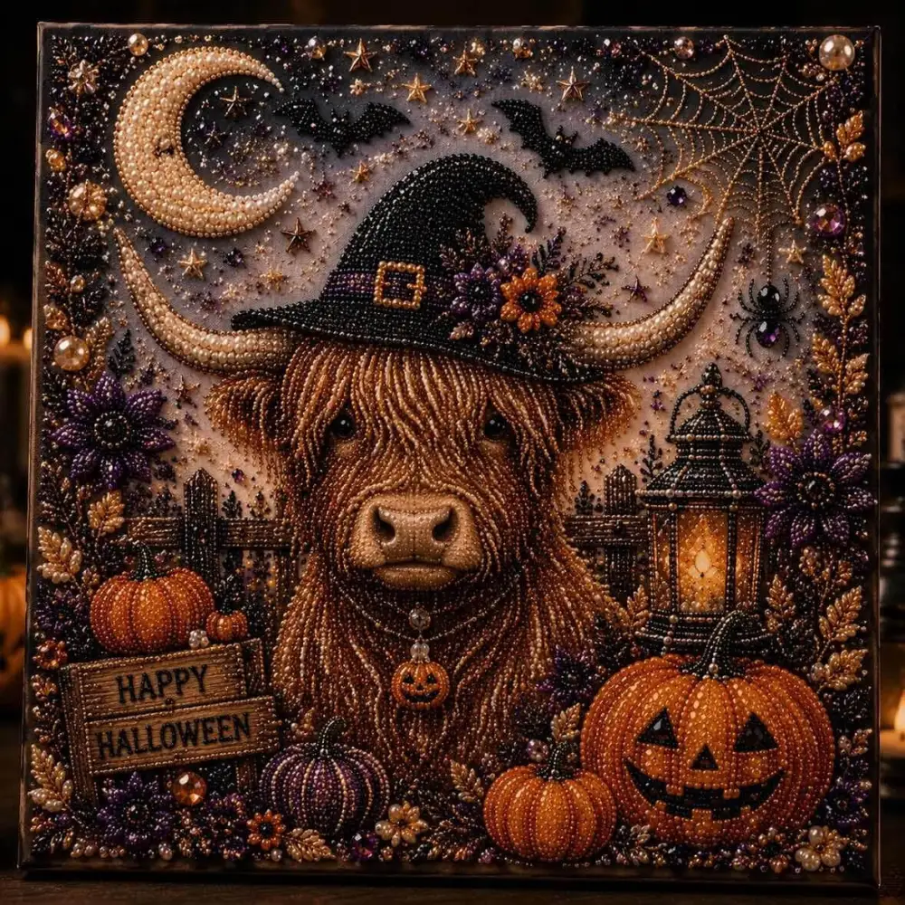 Relaxing & Beginner Friendly Cute Ghosts Pumpkins 3D Pearl Mosaic Art Kit