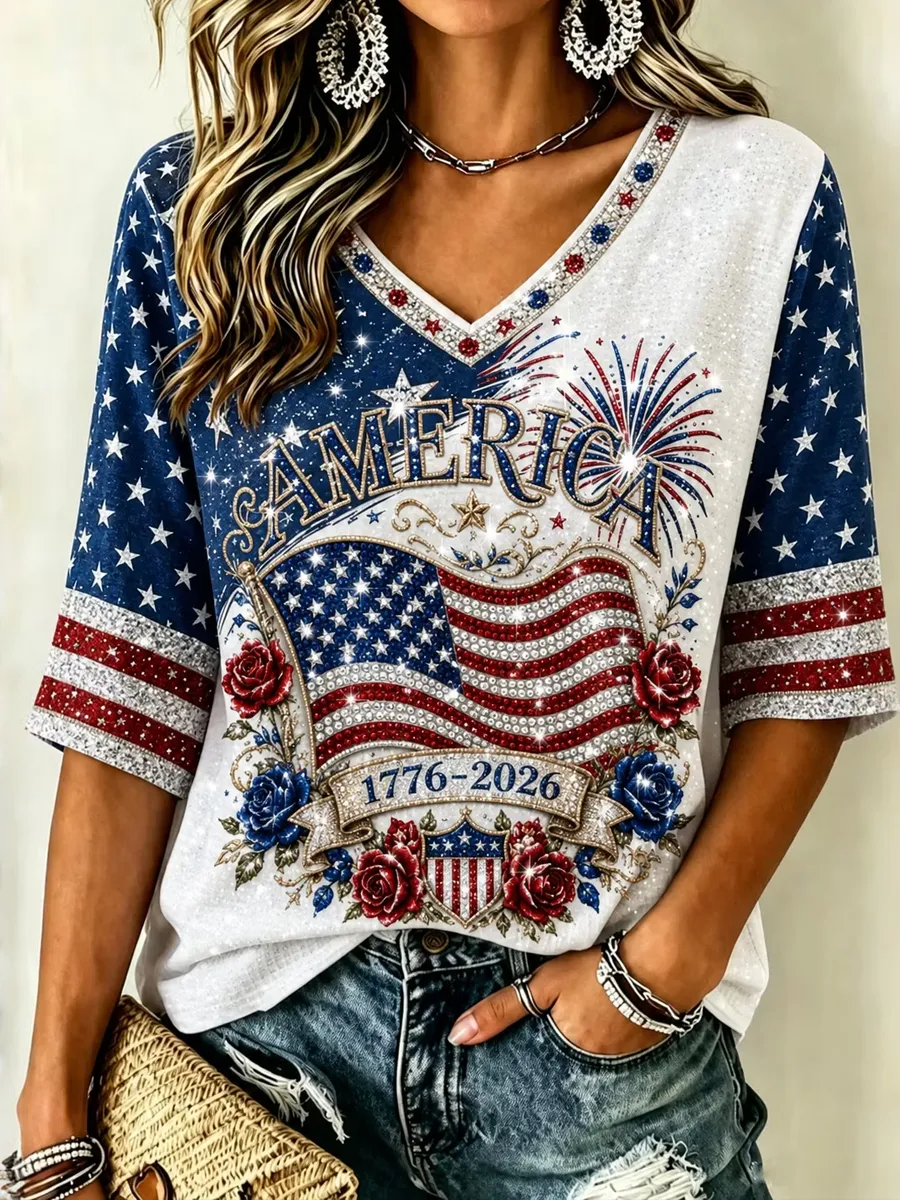 Women'S 250Th Anniversary Printed Casual Top