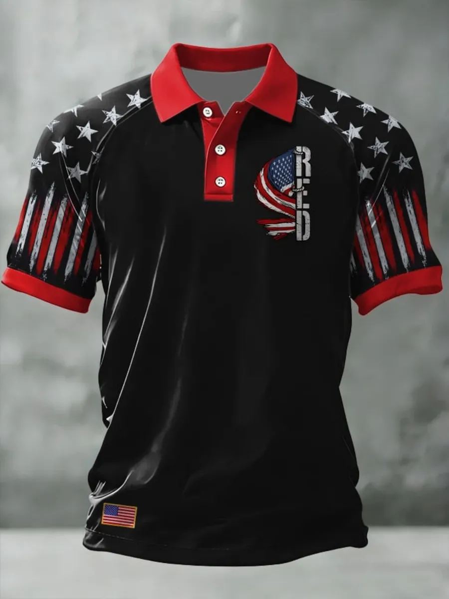 Men's Red Friday Print Casual Polo Shirt