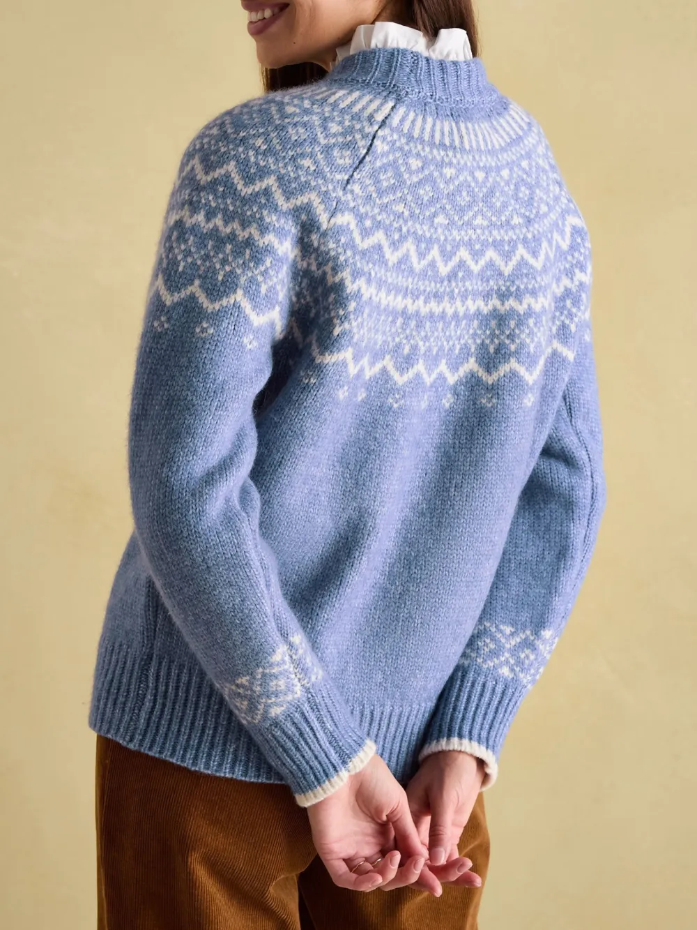 Cream Crew Neck Fairisle Pattern Jumper