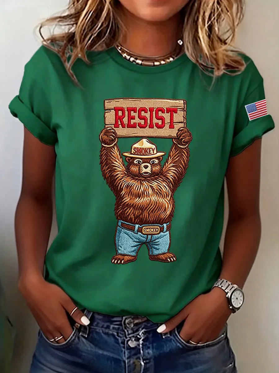 Women's Retro Resist Save The Forest Service Print T-Shirt