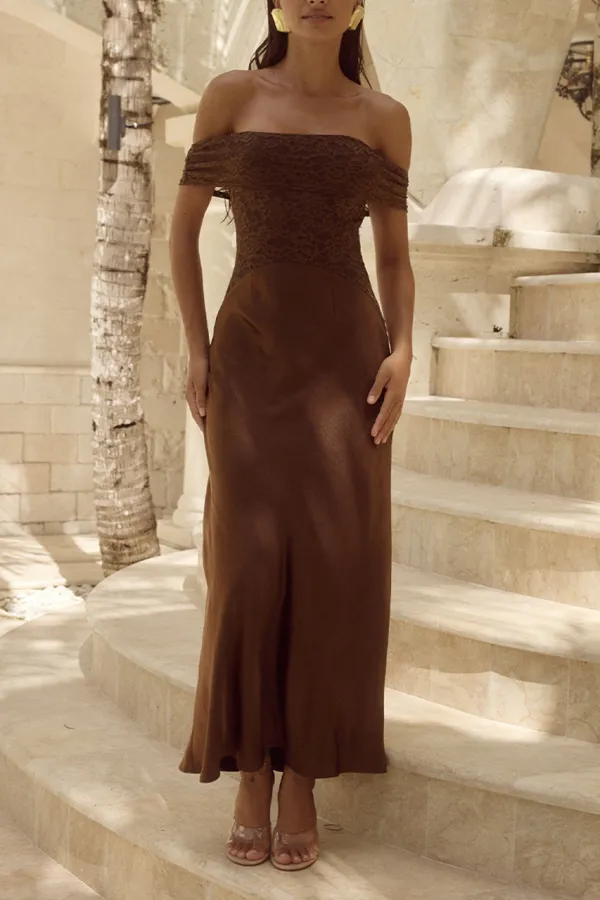 Off Shoulder Lace Midi Dress
