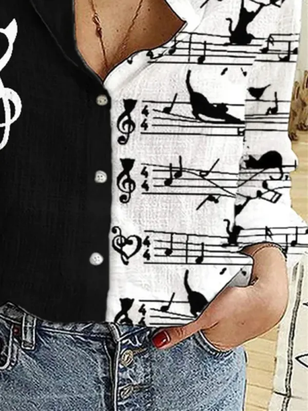 Music Note Split-Design Shirt
