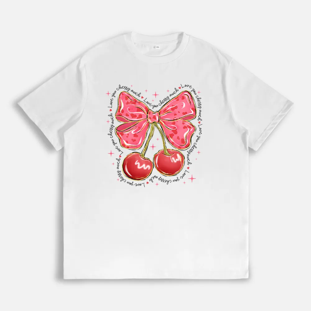 Love You Cherry Much Pink Coquette Heart T-shirt