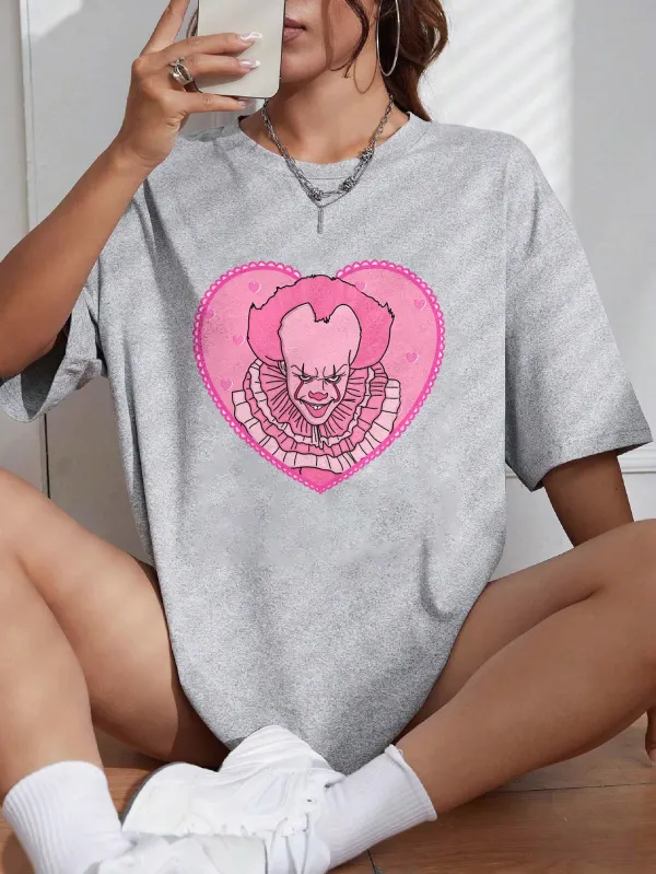 Women's Heart - Art Letter Printed T - Shirt