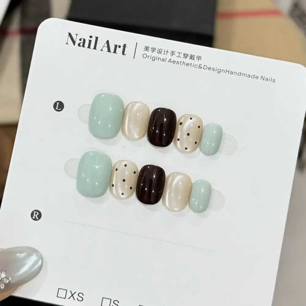 Nailhour 10Pcs Handmade Short Oval Minimalist Press On Nails