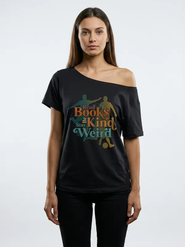 Women's Soccer Lover Read Books Be Kind Weird Printed T-shirt