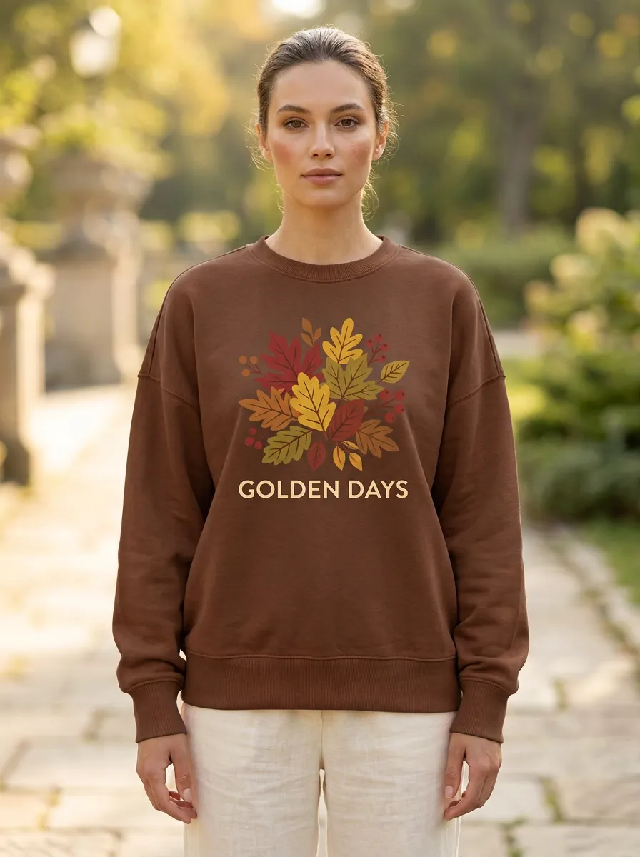 Botanical Maple Leaf Printed Women's Graphic Sweatshirt