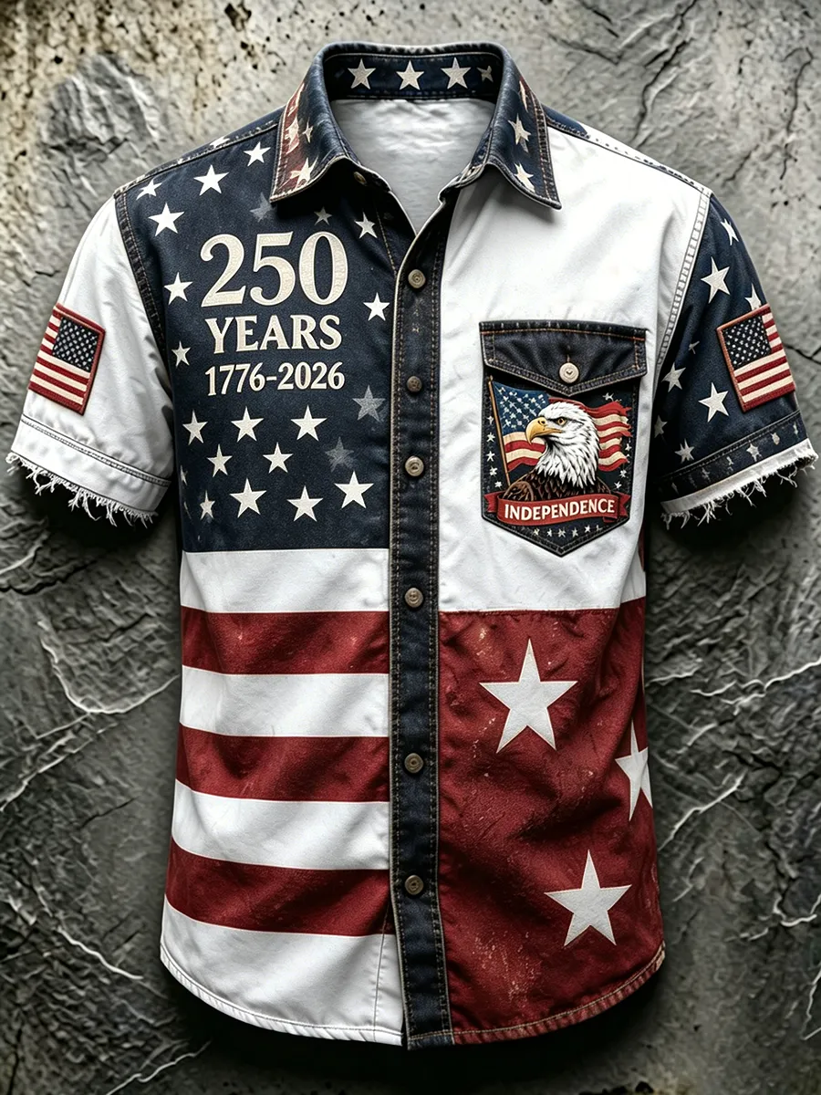 Men's 250th Independence Day Eagle Vintage Denim Shirt