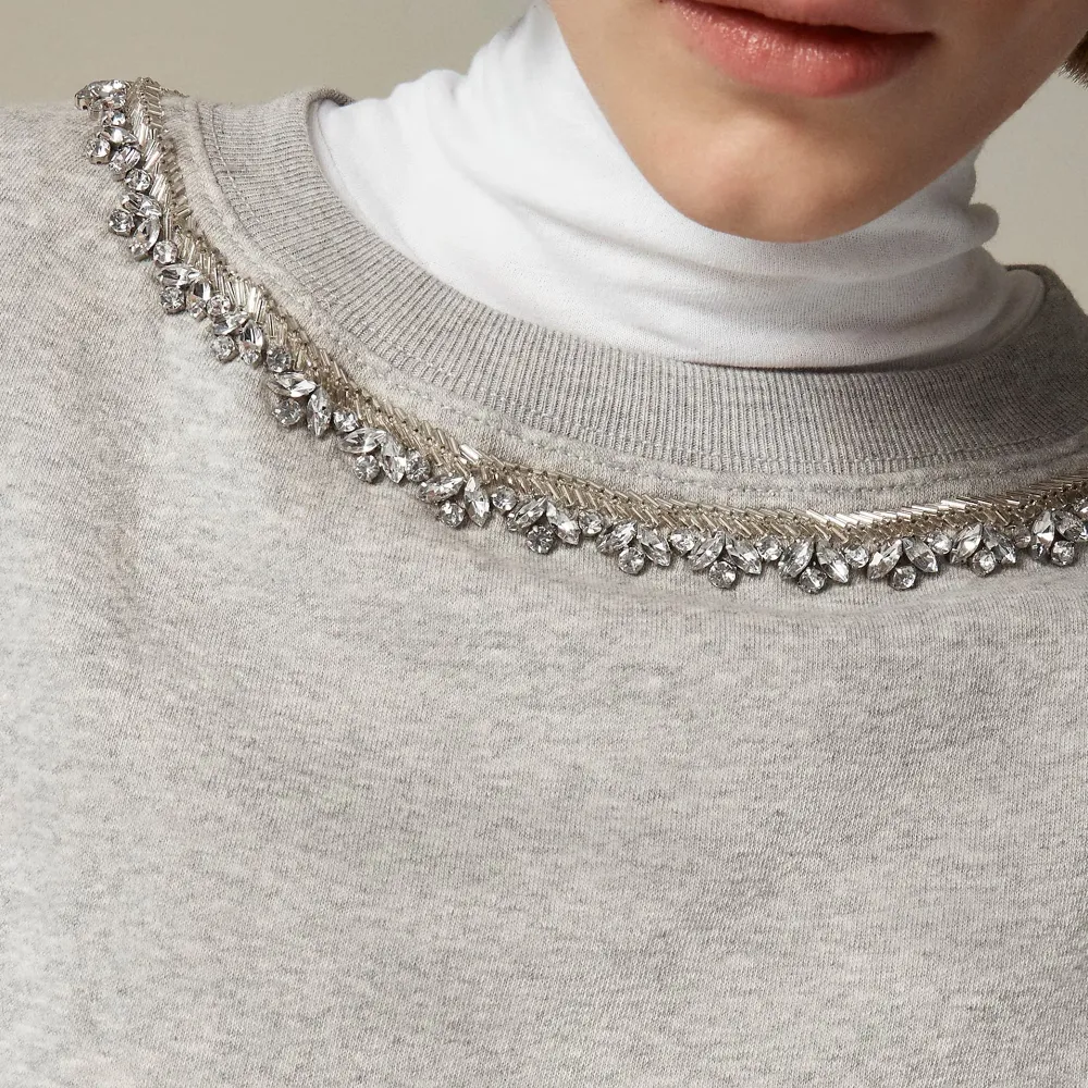 Fleece Crew Neck Sweatshirts with Embellishments