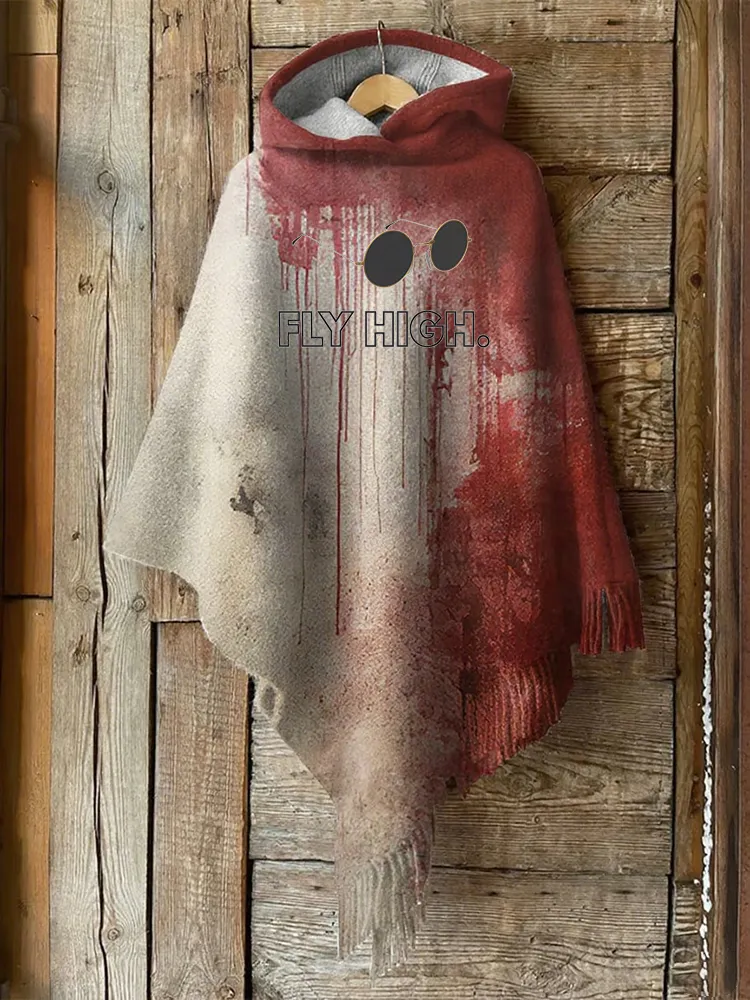 Women'S Drop Shoulder Irregular Hem Hooded Cape