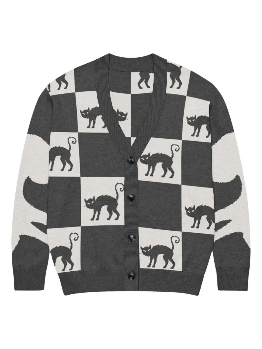 Cat and Plaid Cardigan