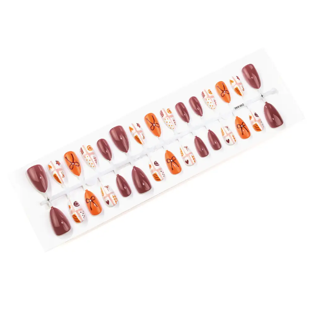 Nailhour 30Pcs Vintage Autumn Medium Almond Press On Nails