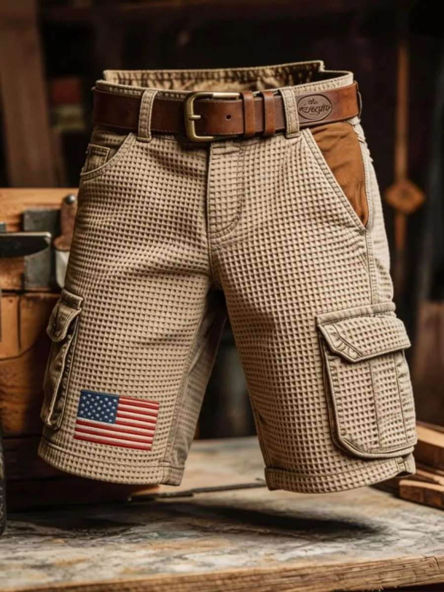 Men's 250th Anniversary Celebration Waffle Printed Work Clothes Shorts