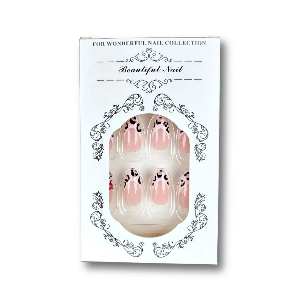Nailhour 30Pcs Pink 3D French Short Almond Press On Nails