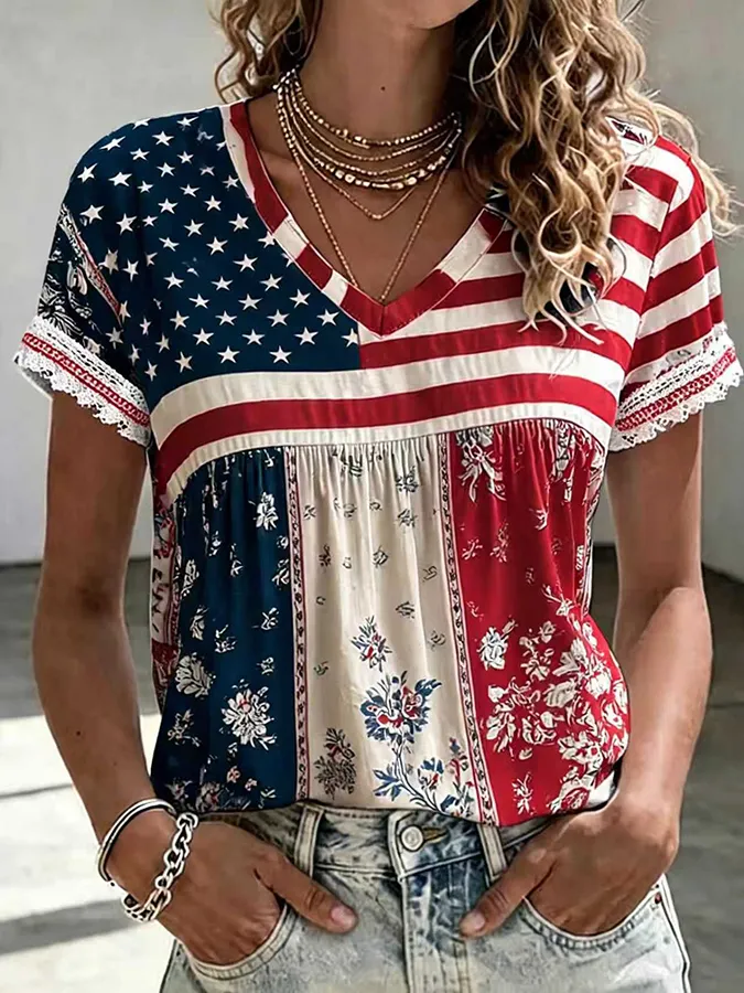 Women's 250th Anniversary of the United States Printed T-shirt