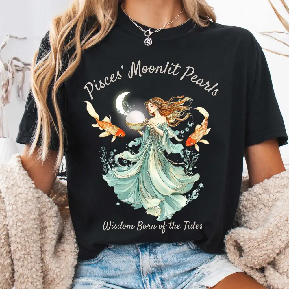 Pisces' Moonlit Pearls Zodiac Shirt
