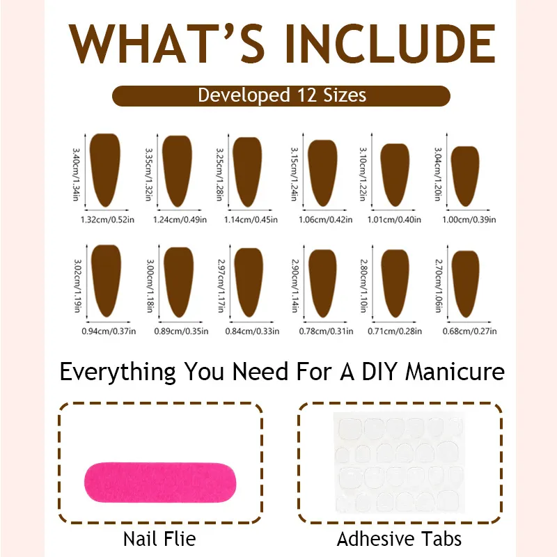 Nailhour 24Pcs French Vintage Long Stiletto Press On Nails