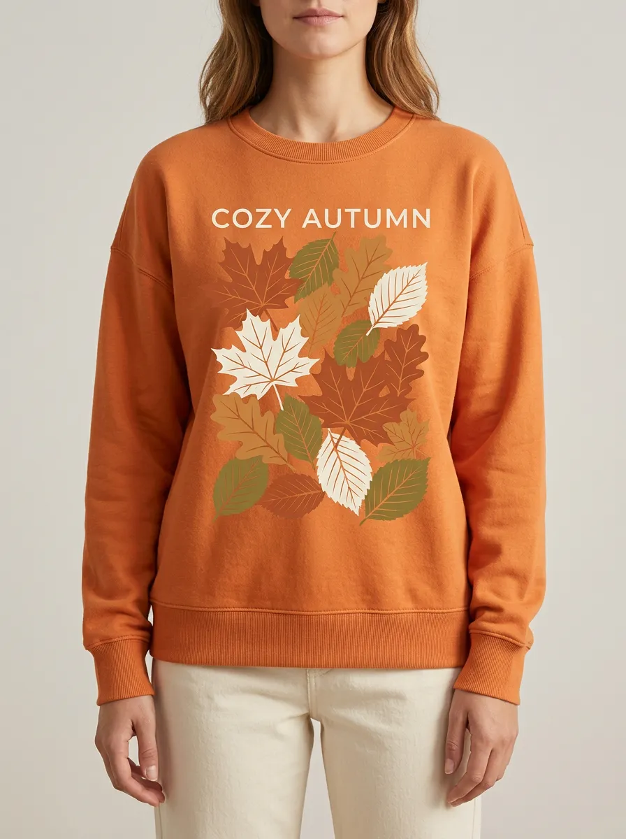 Relaxed Maple Leaf Printed Women's Graphic Sweatshirt