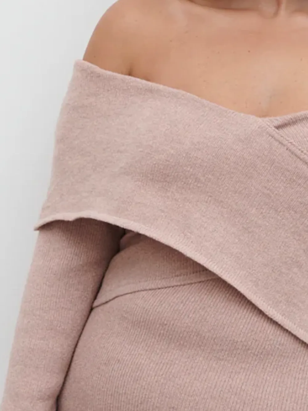 Pink Wrap Knit Midi Dress