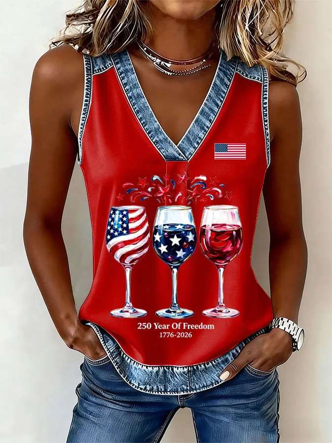 Women'S America Flag Printed Casual Vest