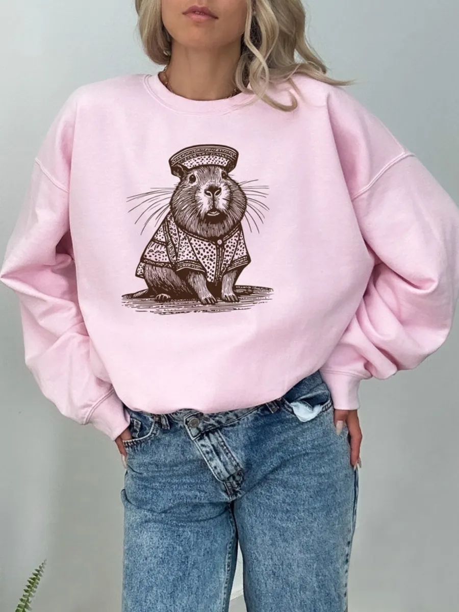 Cute Capybara Print Sweatshirt