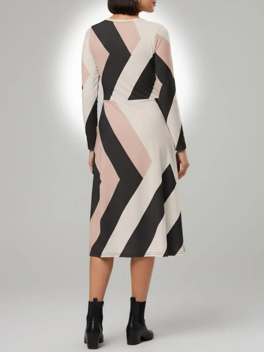 Geometric Stripe Midi Dress