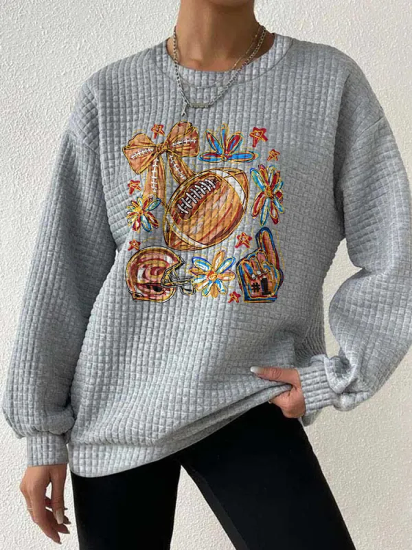Football Printed Crew Neck Sweatshirts