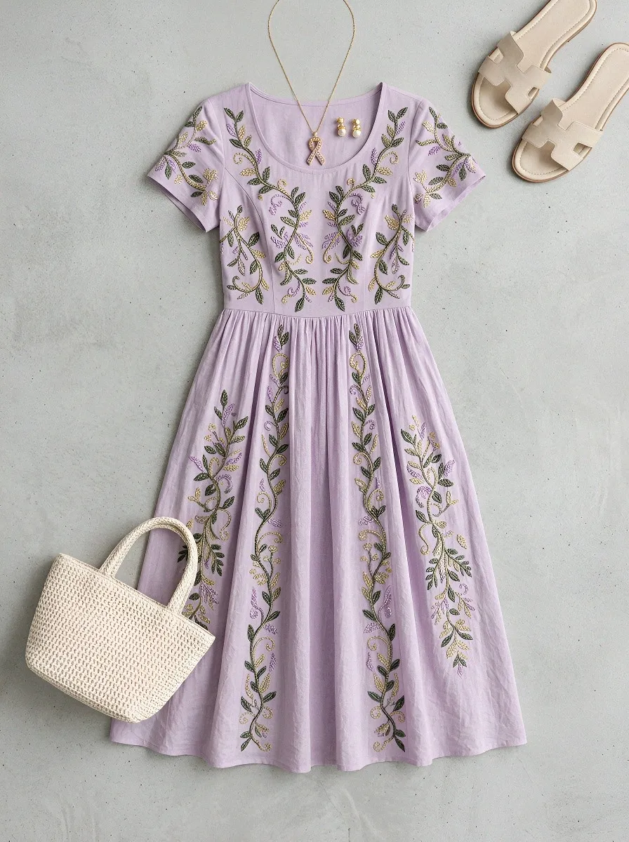Women's Breast Cancer Awareness Floral Vine Printed Dress