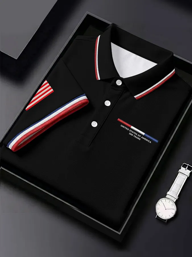 Men's Independence Day patriotic printed polo shirt