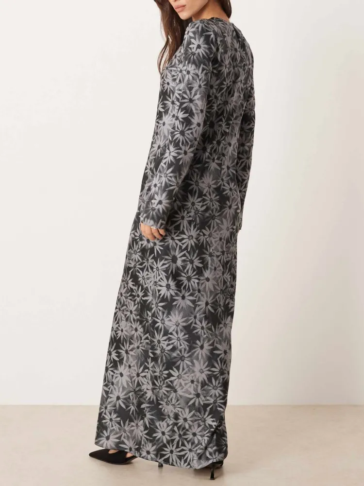 Floral Long Sleeve Casual Dress