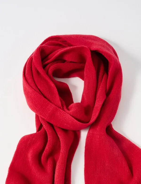 Vintage High-End Crimson Soft Scarf
