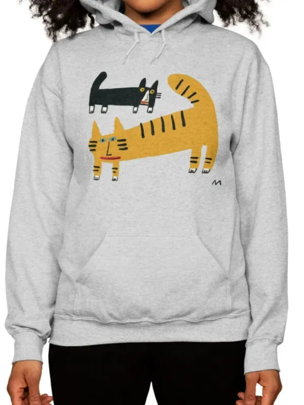 Cartoon Cat Print Casual Hoodie
